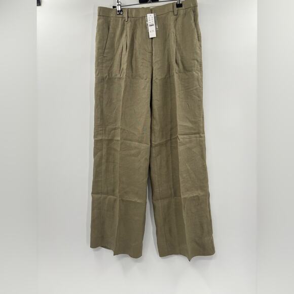 J.Crew Petite wide-leg Essential pant in linen Dusty Fatigue - Picture 4 of 6